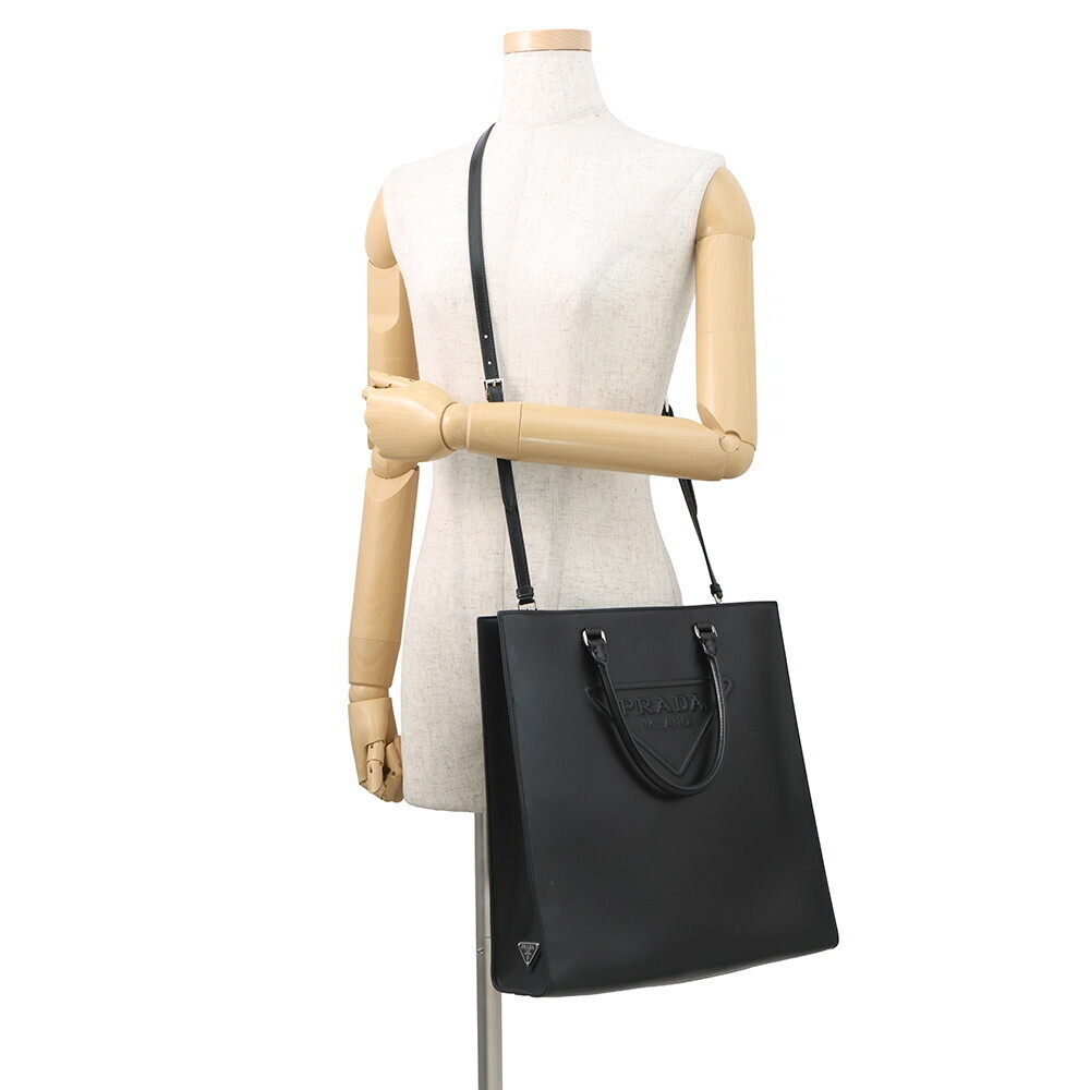 Prada Tote Bag Triangle Logo Black - Picture 5 of 12